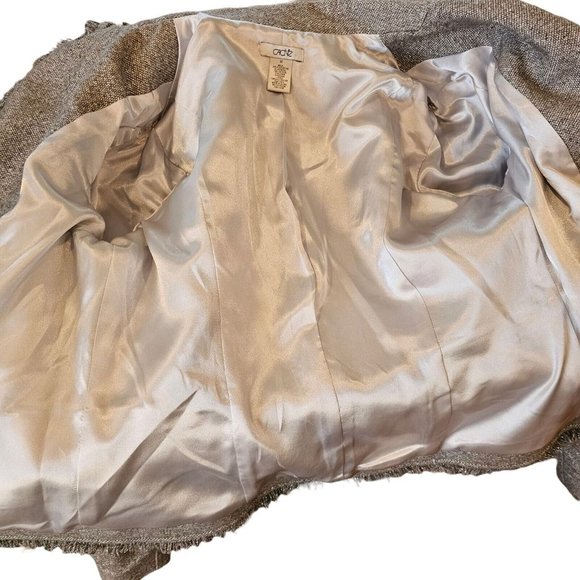 Y2K‎ Cache 6 8 Gray Silver Boucle Tweed Blazer Chain Detail Sparkle Business - Picture 12 of 13